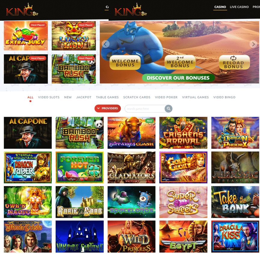 Kingbit casino cung cấp hơn 1200 game trực tuyến
